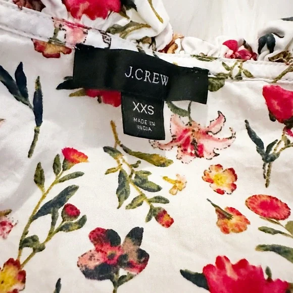J.‎ Crew Ruffle Tie Neck Floral Cotton Popover XXS - Picture 6 of 14
